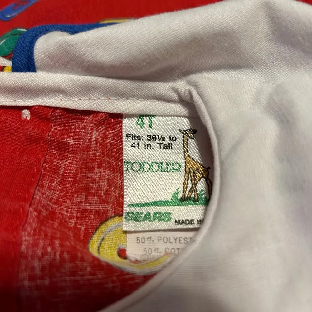 Vintage 90s Collared Button Print Top Size 4T Primary Colors Sears USA Made Cute